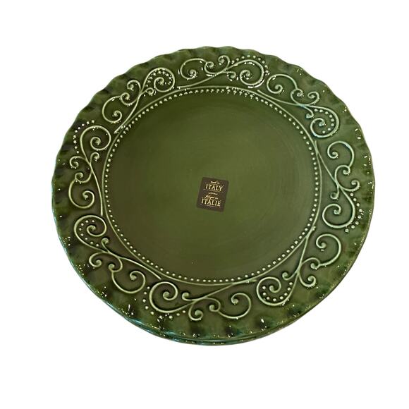 Maioliche Jessica Made in Italy Christmas Dinner Plates 11" Set 4 Holiday Green - Picture 12 of 16